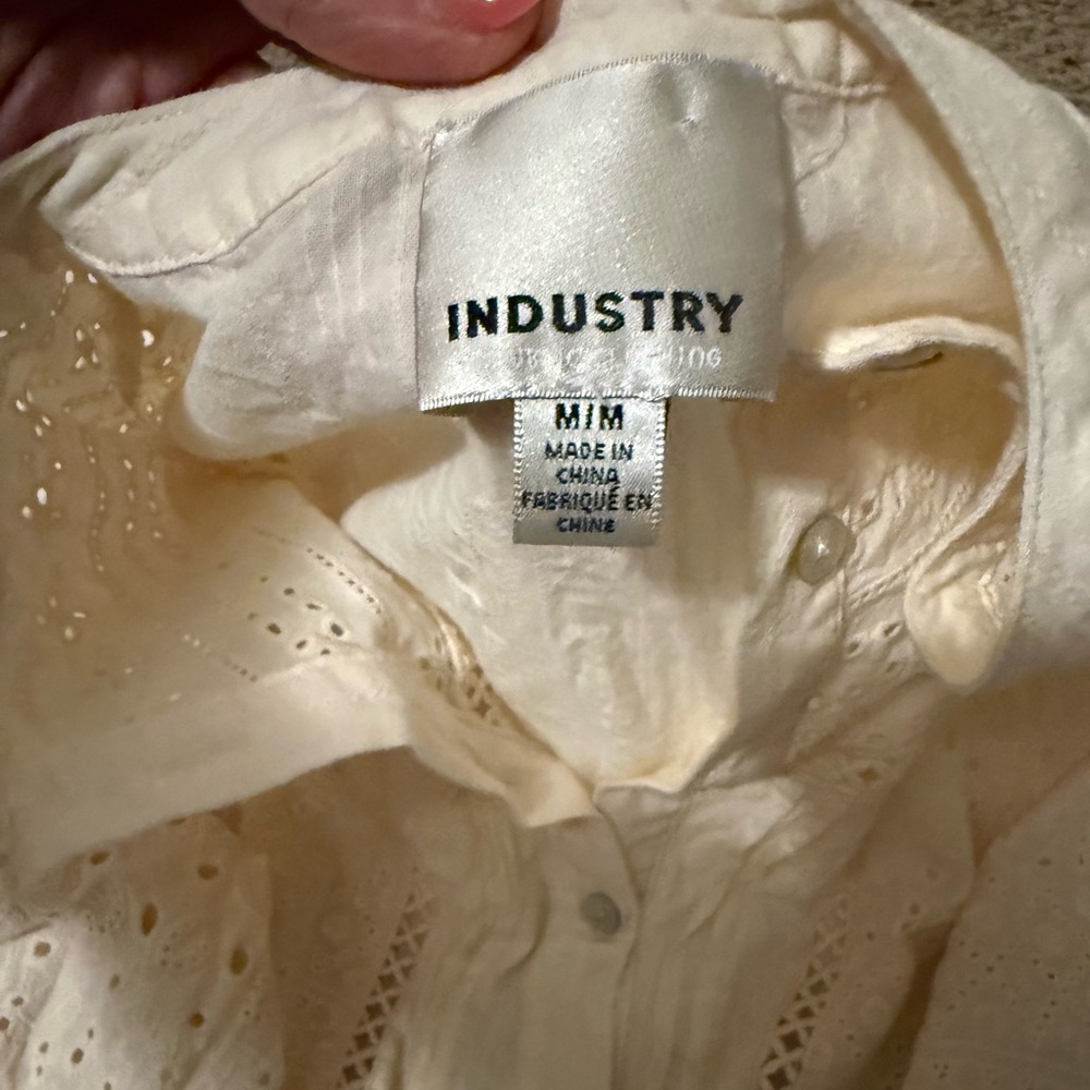 Industry Republic Beige Eyelet Button Down Long Sleeve - Picture 3 of 5